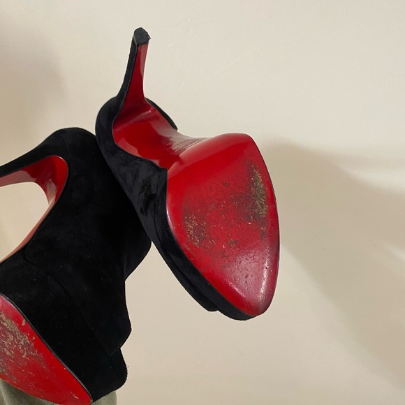 AUTHENTIC CHRISTIAN LOUBOUTIN VEAU VELOURS VERITA 150 BOOTIES 39 SUEDE BLACK - Picture 3 of 16